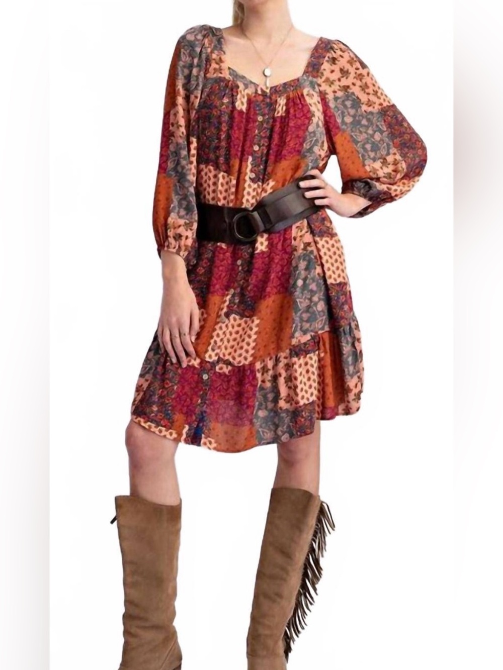 Final sale Easel Boho Patchwork  swing Dress NWT 💰 - Picture 4 of 6